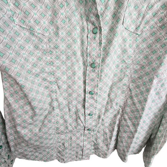Cinch Shirt Cinch Button Down Shirt Western Shirt Women L Green Pearl Snap Shirt - Picture 3 of 8